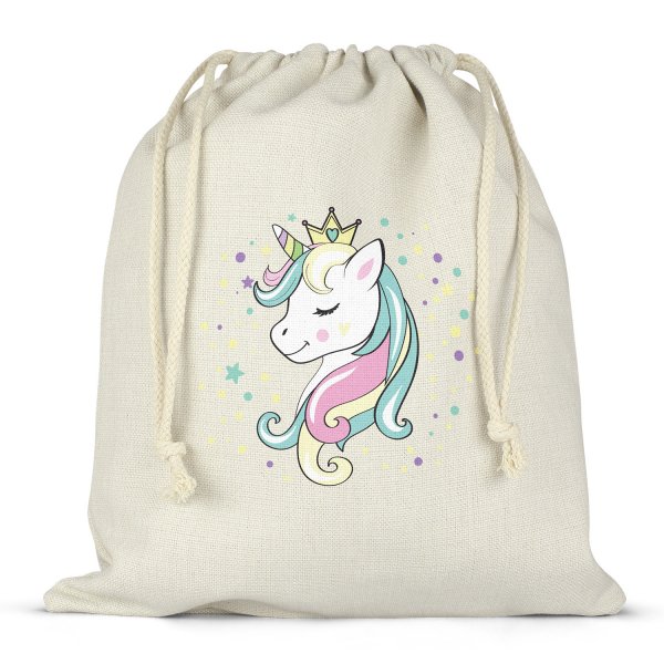 Sac à ficelles ou cordon pour lunch box - bento - boite à repas motif princesse licorne