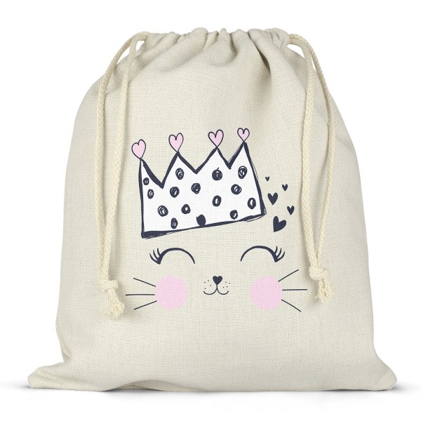 Sac à ficelles ou cordon pour lunch box - bento - boite à repas motif reine des chats