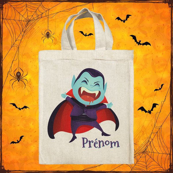 sac tote bag d'halloween pour enfant personnalisable avec motif vampire