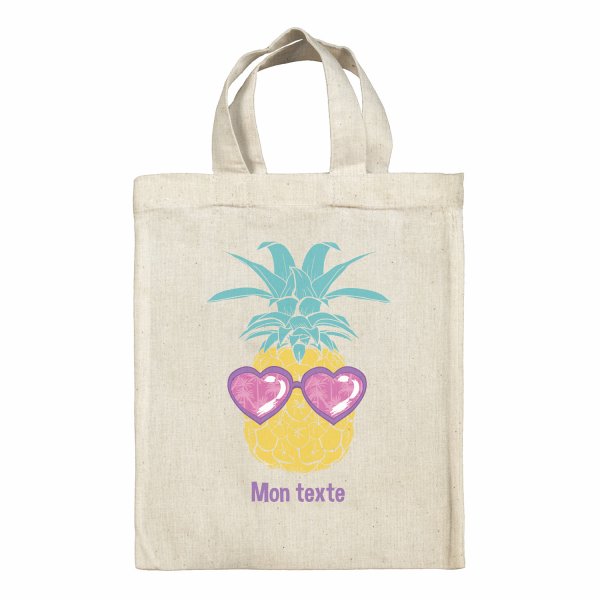 Sac tote bag personnalisable enfant pour lunch box - bento - boite à repas motif Ananas