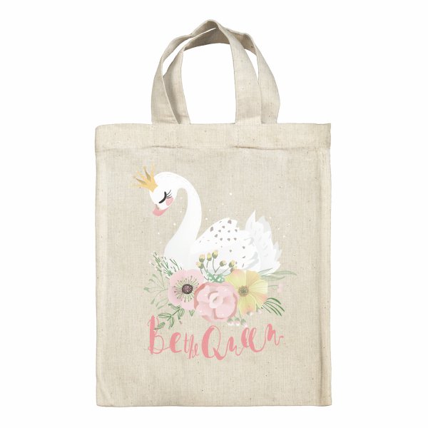 Sac tote bag enfant pour lunch box - bento - boite à repas motif Cygne Be the queen