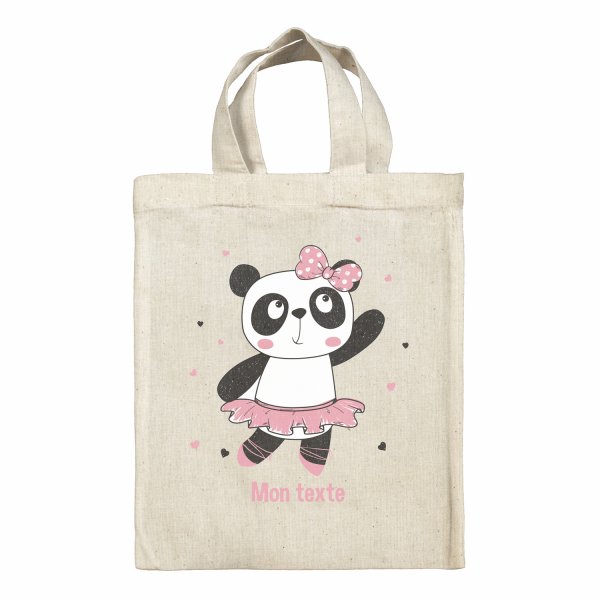 Sac tote bag personnalisable enfant pour lunch box - bento - boite à repas motif Danseuse panda