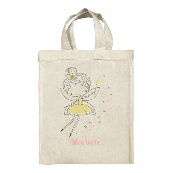 Sac tote bag personnalisable enfant pour lunch box - bento - boite à repas motif Fée étoiles