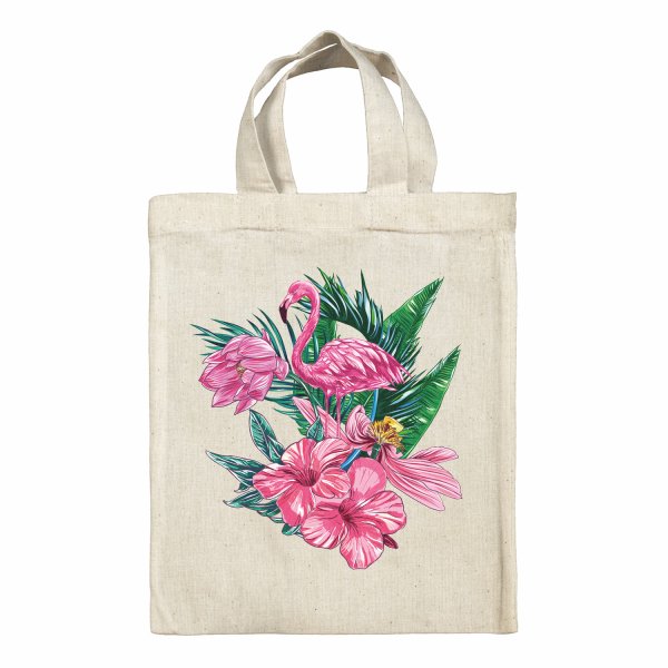 Sac tote bag enfant pour lunch box - bento - boite à repas motif Flamant rose tropical