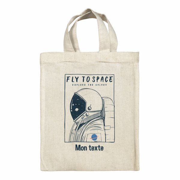 Sac tote bag personnalisable enfant pour lunch box - bento - boite à repas motif Fly to space