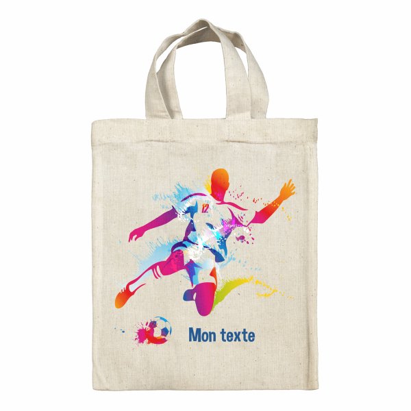 Sac tote bag personnalisable enfant pour lunch box - bento - boite à repas motif Footballeur