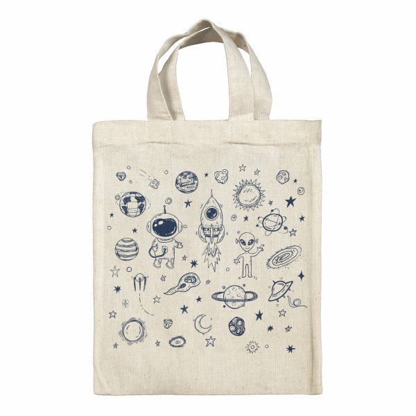 Sac tote bag enfant pour lunch box - bento - boite à repas motif Galaxie