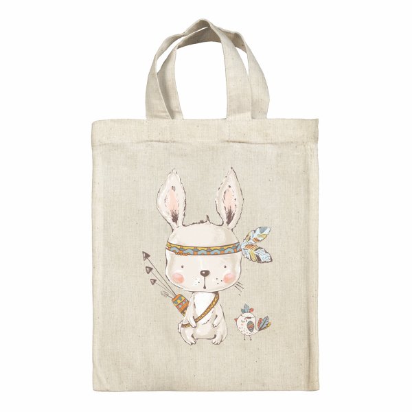 Sac tote bag enfant pour lunch box - bento - boite à repas motif Lapin indien