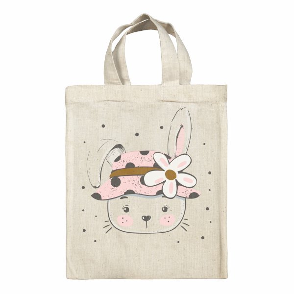 Sac tote bag enfant pour lunch box - bento - boite à repas motif Lapine fleur