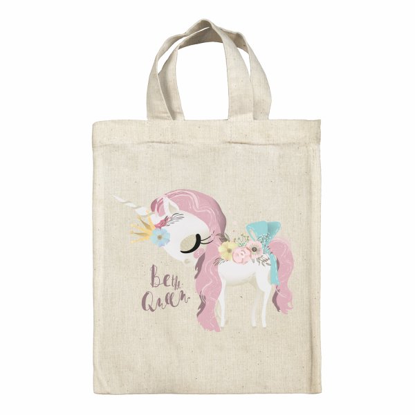 Sac tote bag enfant pour lunch box - bento - boite à repas motif Licorne Be the queen