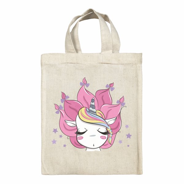 Sac tote bag enfant pour lunch box - bento - boite à repas motif Licorne étoiles