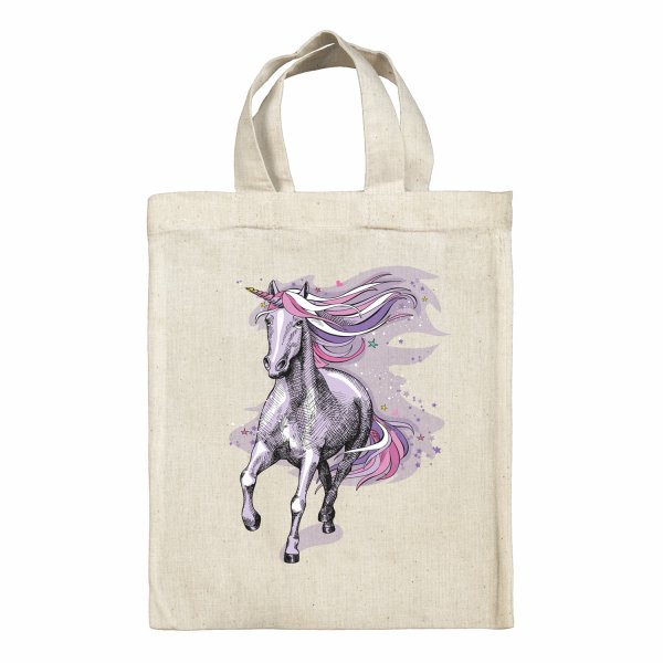 Sac tote bag enfant pour lunch box - bento - boite à repas motif Licorne violette