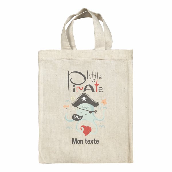 Sac tote bag personnalisable enfant pour lunch box - bento - boite à repas motif Little pirate
