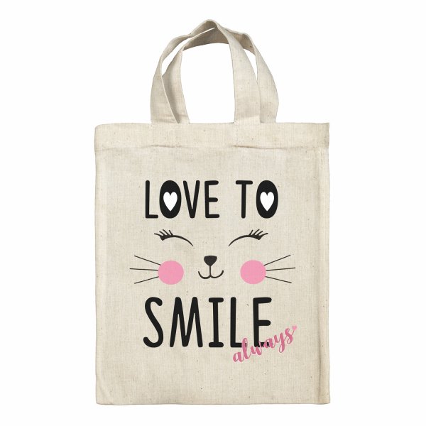 Sac tote bag enfant pour lunch box - bento - boite à repas motif Love to smile always