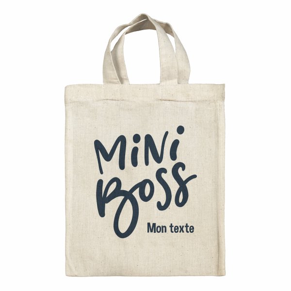 Sac tote bag personnalisable enfant pour lunch box - bento - boite à repas motif Mini boss
