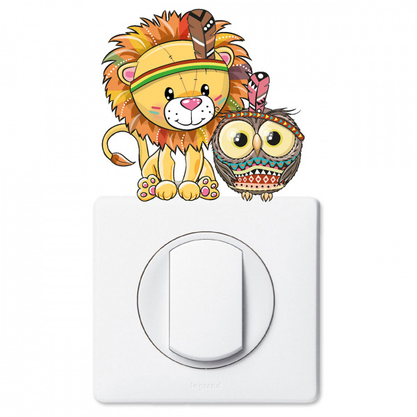 Stickers Prises et Interrupteurs - Lion et hibou