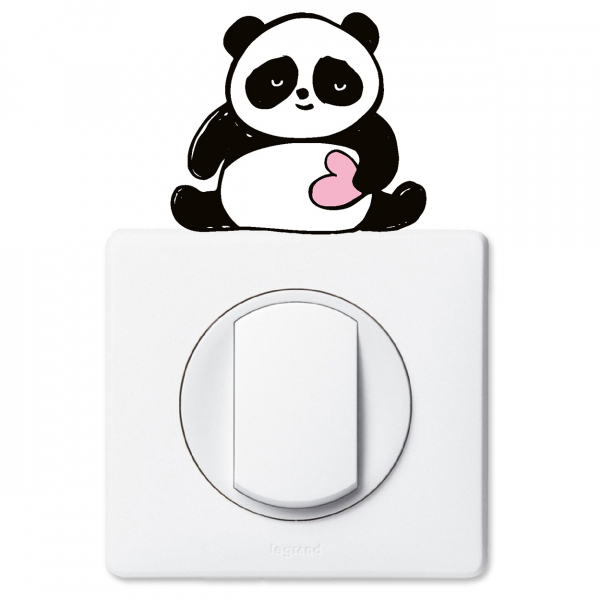 Stickers Prises et Interrupteurs - Panda coeur