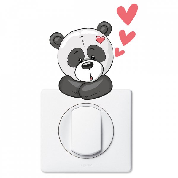 Stickers Prises et Interrupteurs - Panda coeurs