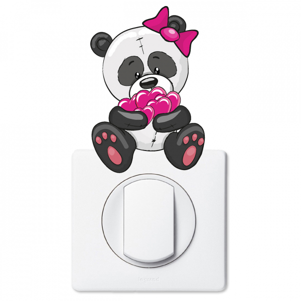 Stickers Prises et Interrupteurs - Panda coeurs