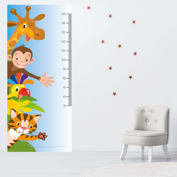 Stickers Toise Pour Mesure Enfant - Animaux de la jungle