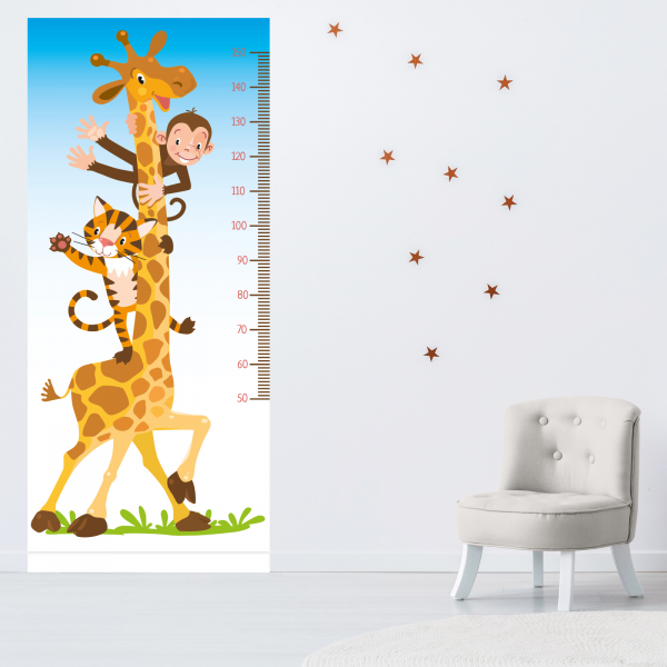 Stickers Toise Pour Mesure Enfant - Animaux de la jungle