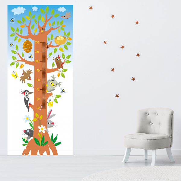 Stickers Toise Pour Mesure Enfant - Arbre Animaux