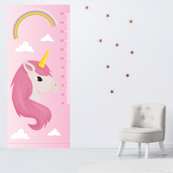 Stickers Toise Pour Mesure Enfant - Licorne Arc-en-ciel